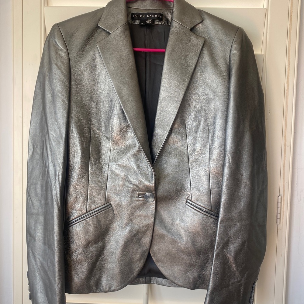 Ralph Lauren leather jacket metallic finish